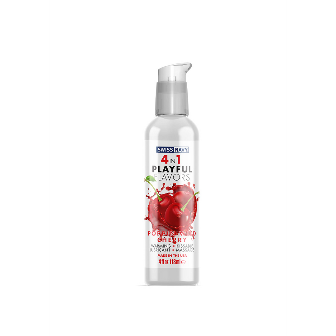 Swiss navy 4 in 1 Playful Flavors - Lubricant with Poppin Wild Cherry Flavor - 4 fl oz / 118 ml (699439005559)