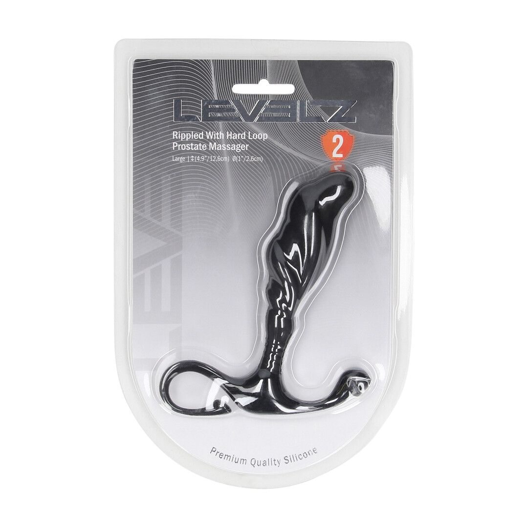 Levelz by shots Geribbelde Hard Loop Silicone Prostaat Massager - L - Zwart (8714273066602)