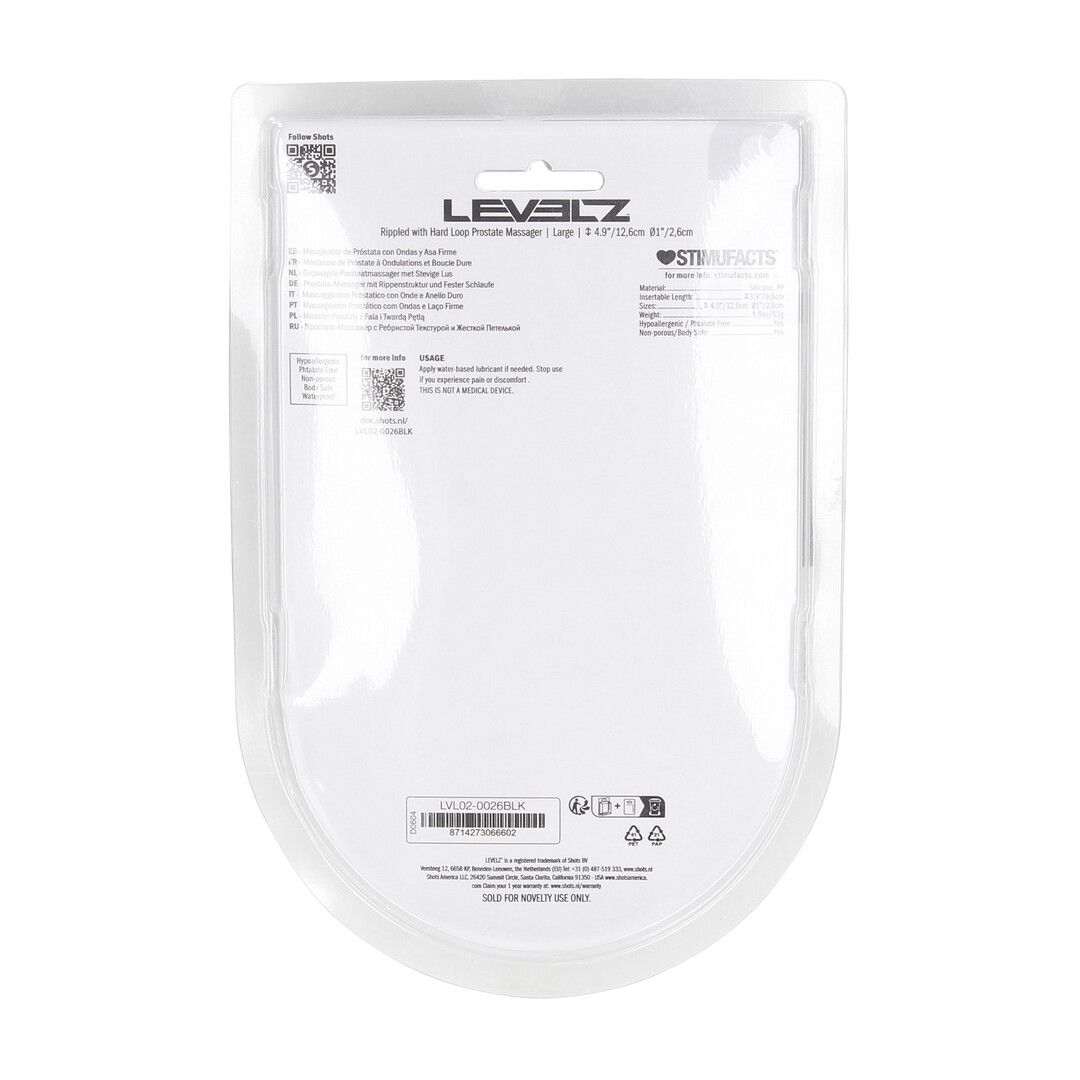 Levelz by shots Geribbelde Hard Loop Silicone Prostaat Massager - L - Zwart (8714273066602)