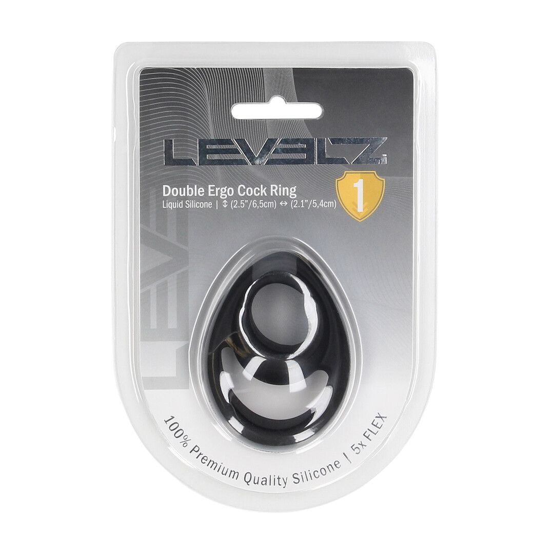 Levelz by shots Double Ergo Siliconen Cockring - Zwart (8714273063625)