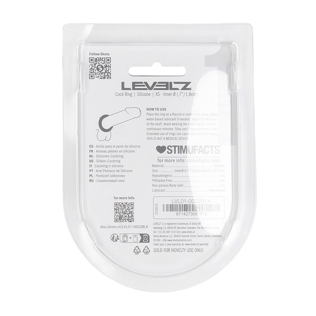 Levelz by shots Massieve Siliconen Cockring - XS - Zwart (8714273061812)