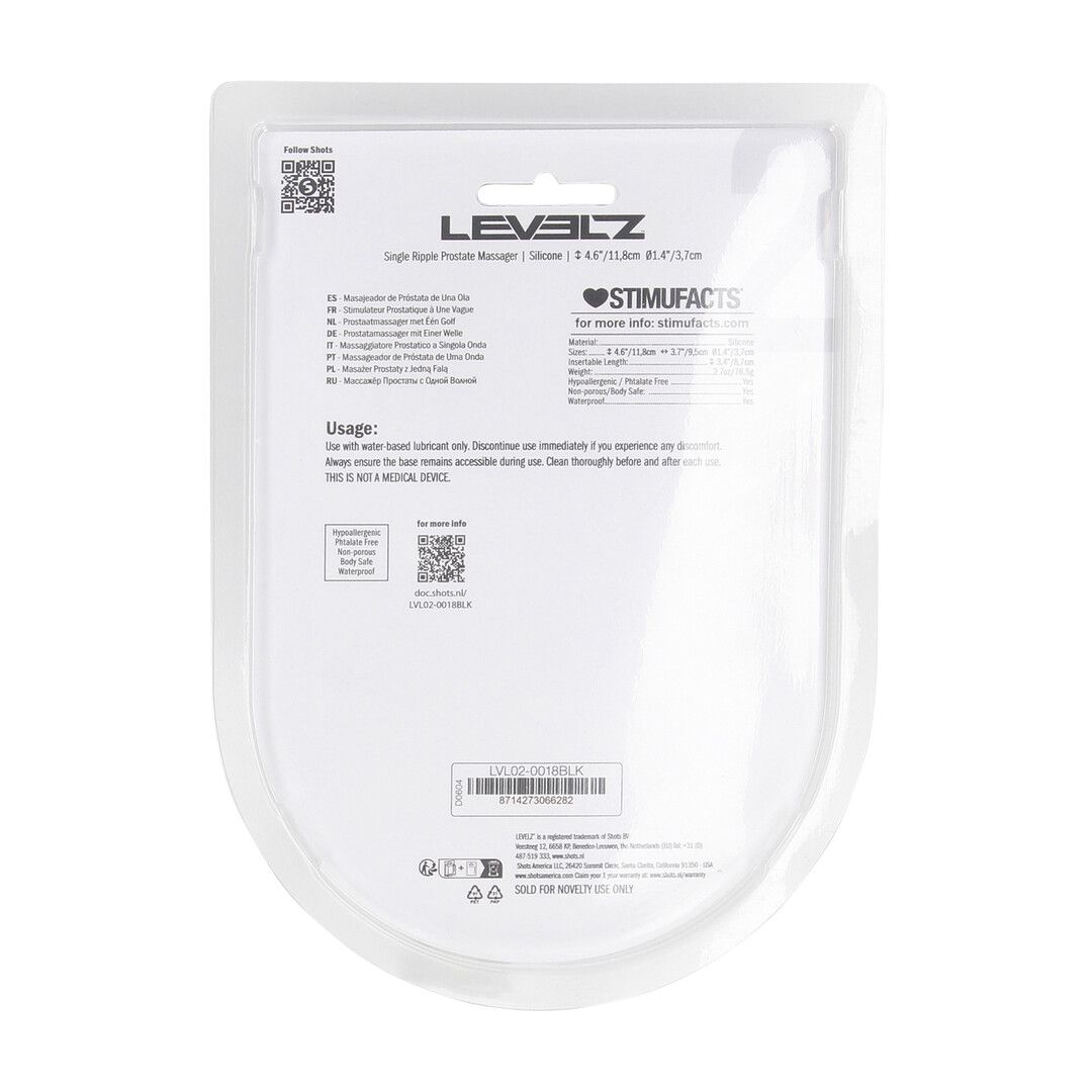 Levelz by shots Enkele Golf Siliconen Prostaat Massager - Zwart (8714273066282)