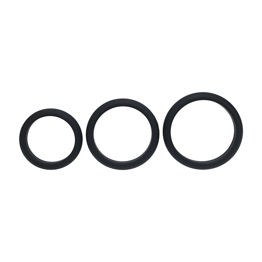 Levelz by shots Wide O Silicone Cockring Set van 3 - L/XL/XXL - Zwart (8714273062123)