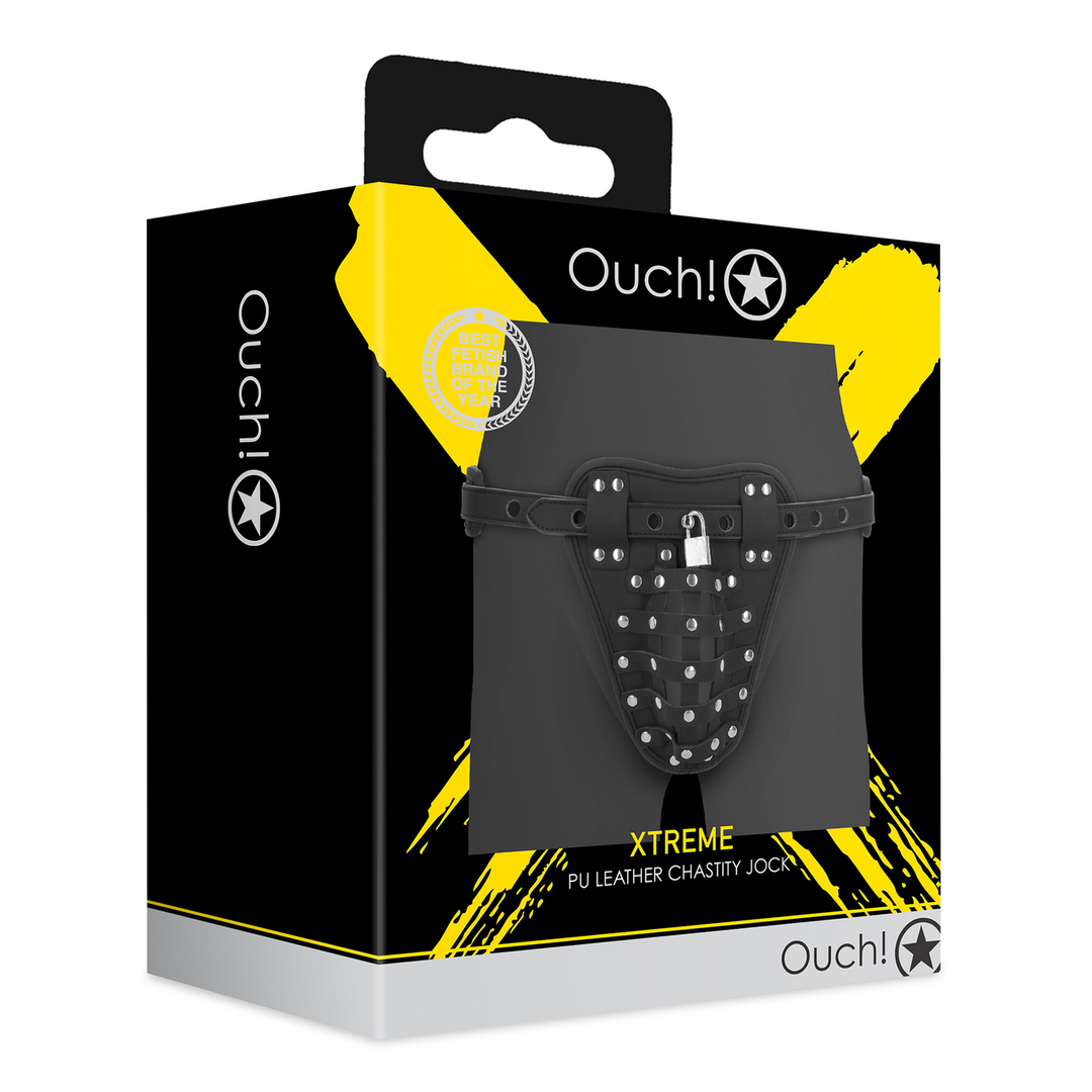 Ouch! by shots PU Leren Chastity Jock - Zwart (8714273044303)