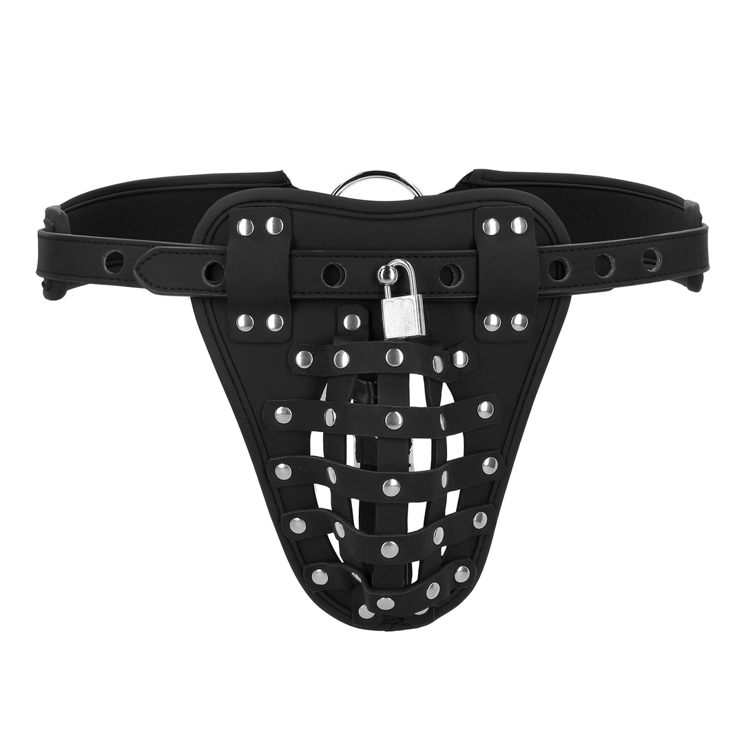 Ouch! by shots PU Leren Chastity Jock - Zwart (8714273044303)