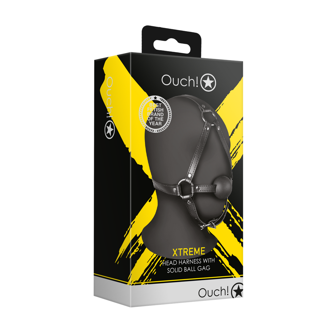 Ouch! by shots Hoofdharnas met Solid Ball Gag - Zwart (8714273050922)