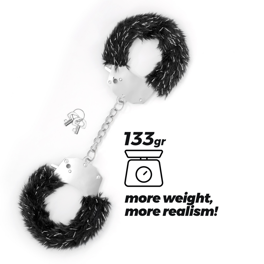 Crushious Spangle - Metalen Handboeien met Pluche - Zwart (7403254159891)