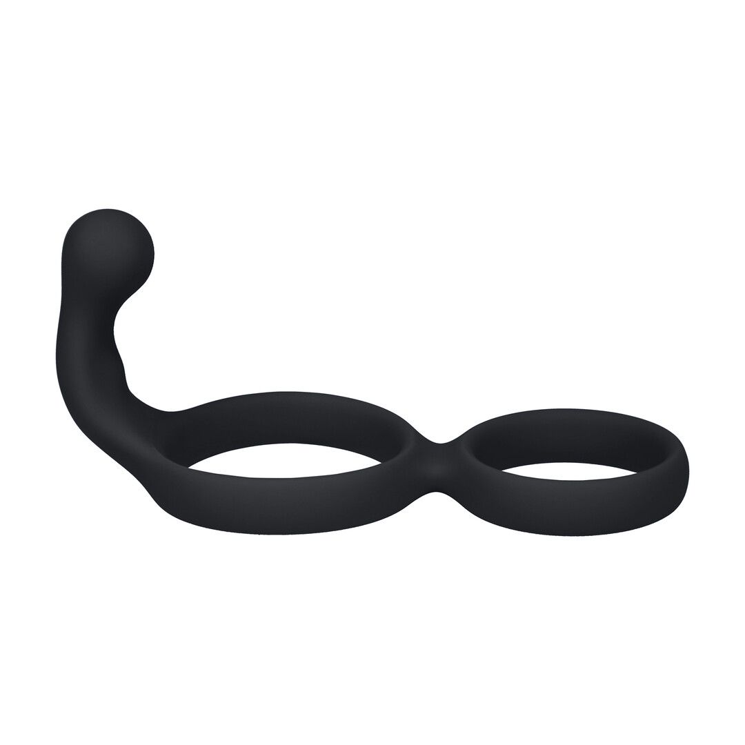 Levelz by shots Siliconen Dubbele Cockring met Anale Stimulator - Zwart (8714273064424)