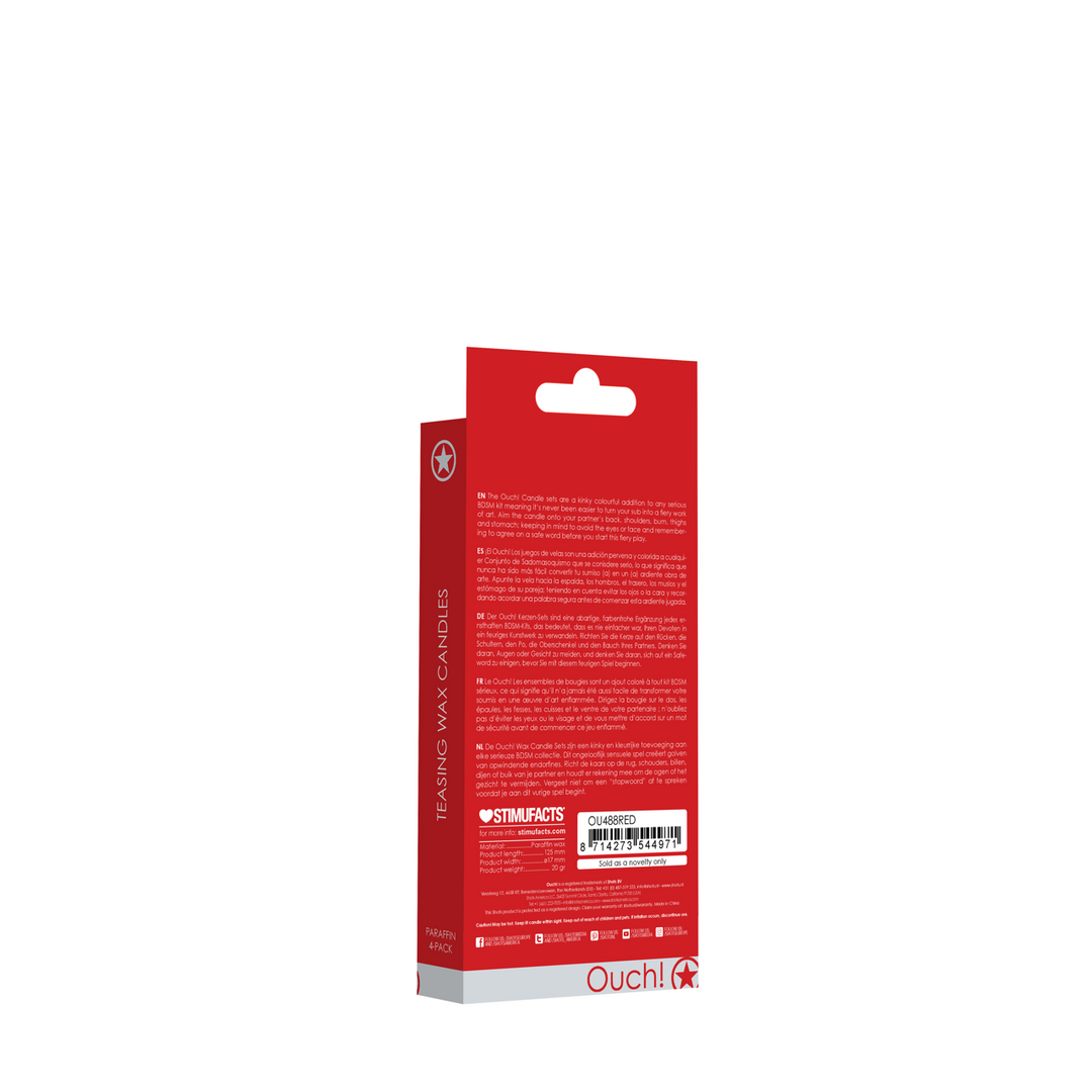 Ouch! by shots Plagerige Wax Kaarsen - 4 Stuks - Rood (8714273544971)