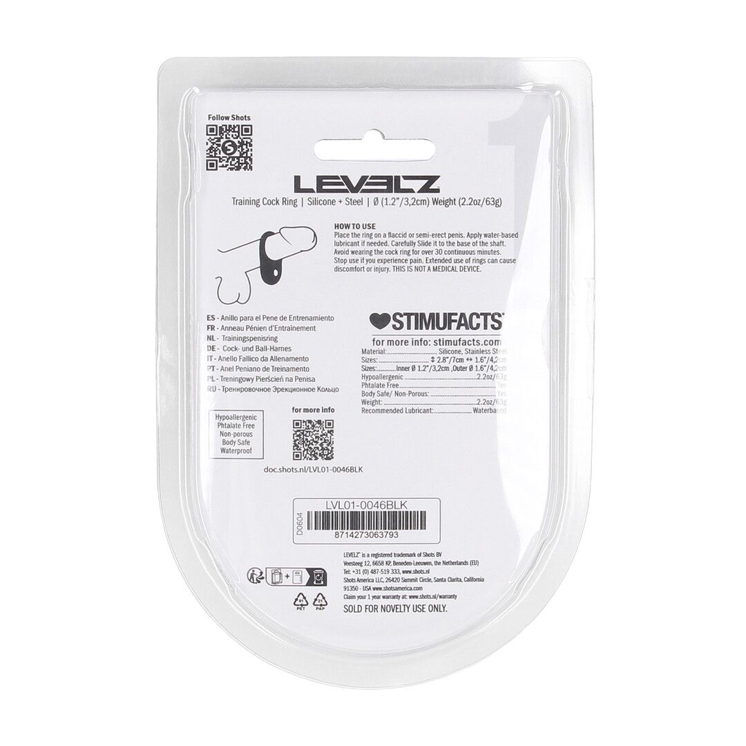 Levelz by shots Siliconen Trainings Cockring - S - Zwart (8714273063793)