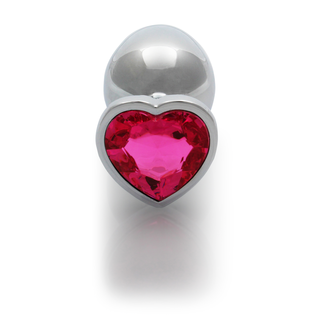 Ouch! by shots Hartje Gem Buttplug - Groot - Zilver/Rubellite Roze (8714273533678)