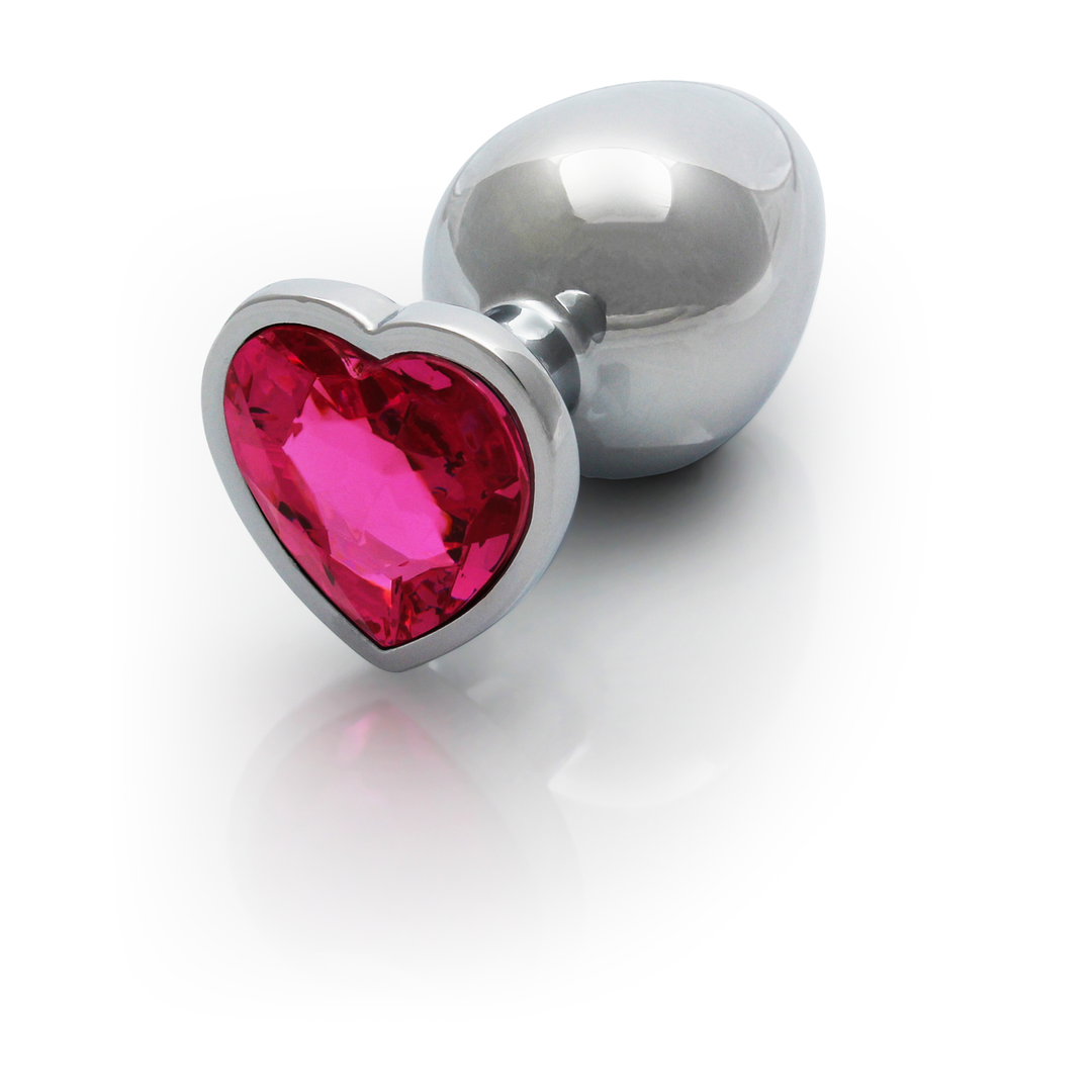 Ouch! by shots Hartje Gem Buttplug - Groot - Zilver/Rubellite Roze (8714273533678)