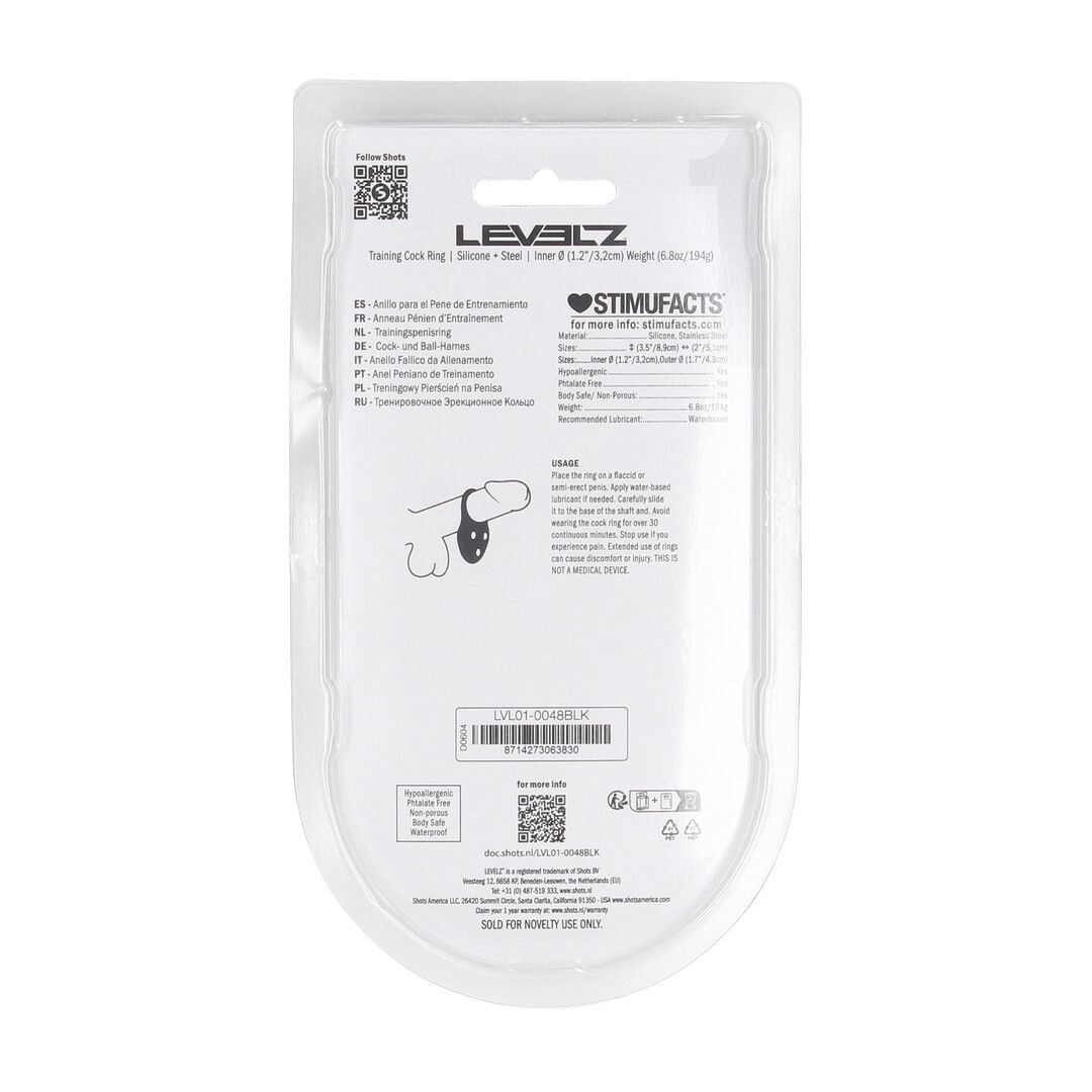 Levelz by shots Siliconen Trainings Cockring - L - Zwart (8714273063830)