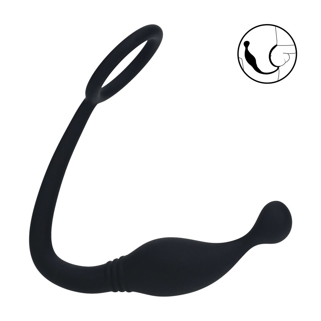 Levelz by shots Siliconen Cockring met Prostaatstimulator - S - Zwart (8714273064448)