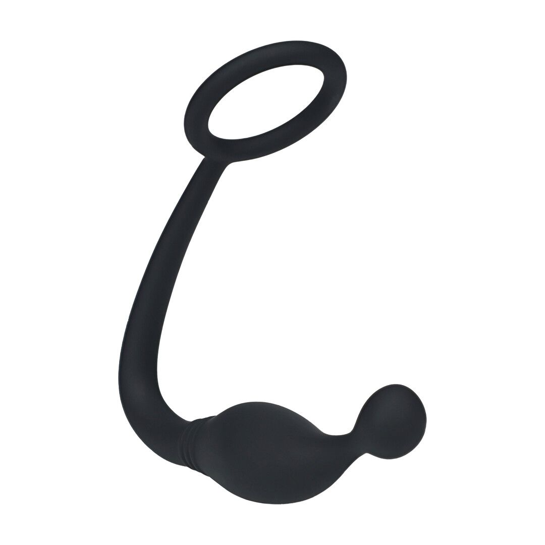 Levelz by shots Siliconen Cockring met Prostaatstimulator - S - Zwart (8714273064448)