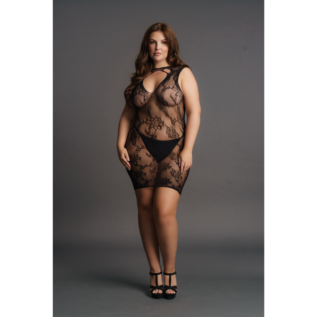 Le désir by shots Hoge Hals Kant Mini Jurk - Plus Size (7423522594568)