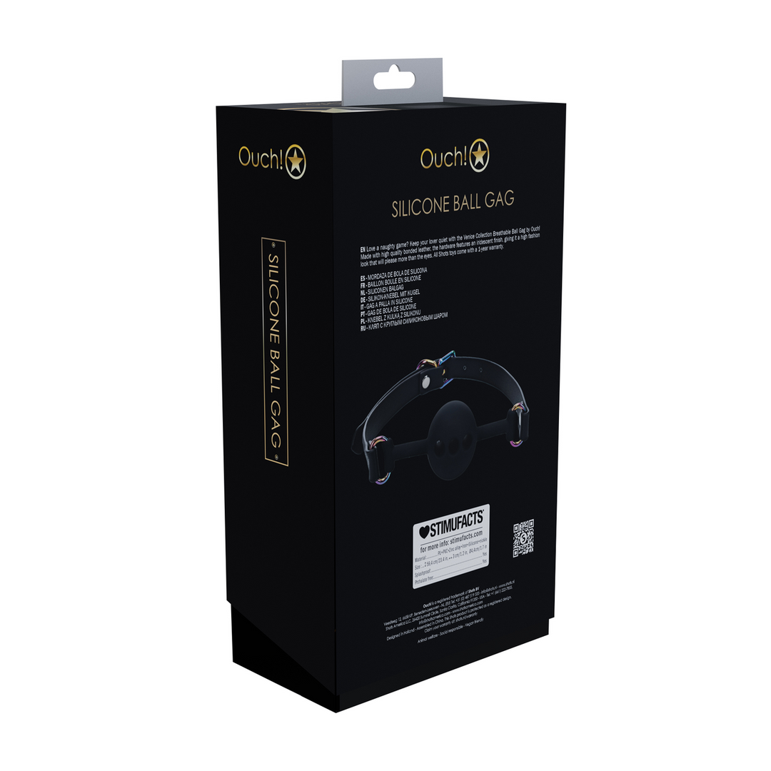 Ouch! by shots Venice Collectie - Siliconen Ball Gag - Zwart (8714273055910)