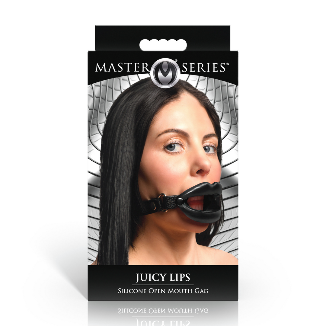 Xr brands Juicy Lips - Siliconen Open Mond Gag - Zwart (848518056573)