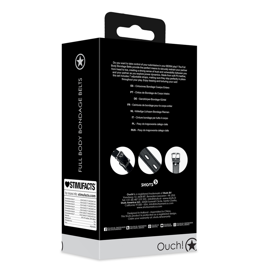 Ouch! by shots Volledige Lichaams Bondage Riemen - Zwart (8714273048073)