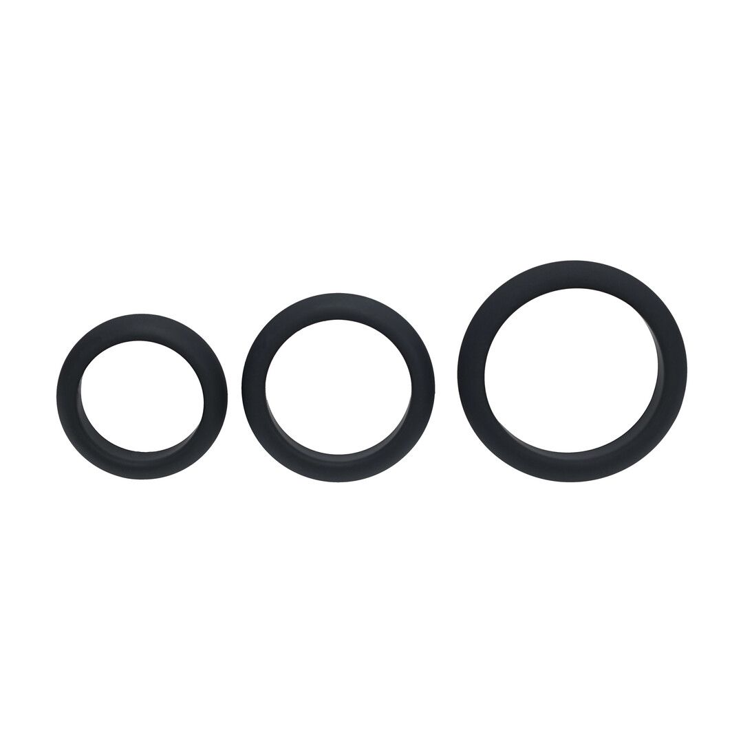 Levelz by shots Wide O Siliconen Cockring Set van 3 - S/M/L - Zwart (8714273062109)