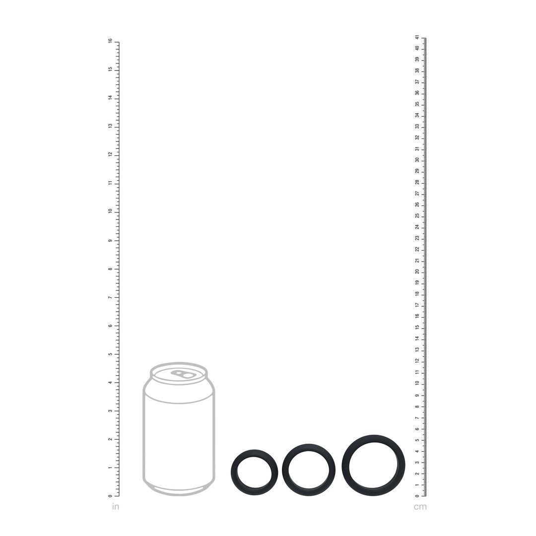 Levelz by shots Wide O Siliconen Cockring Set van 3 - S/M/L - Zwart (8714273062109)