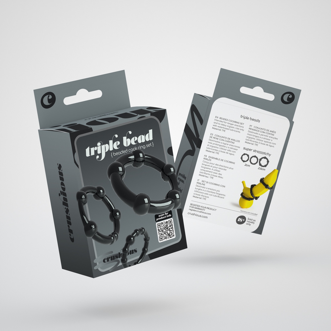 Crushious Triple Bead - Cockring Set - Zwart (799632354734)