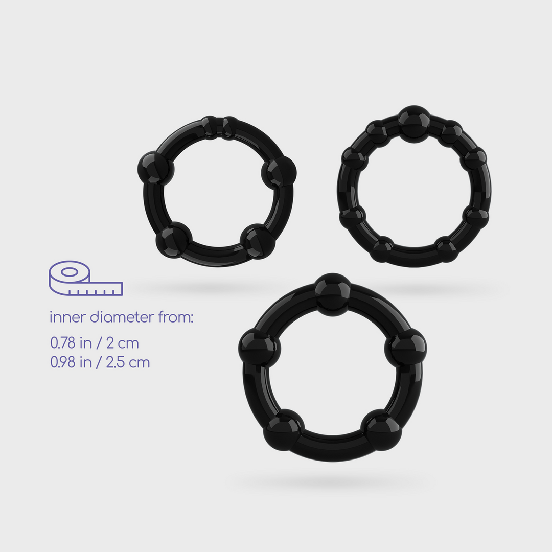 Crushious Triple Bead - Cockring Set - Zwart (799632354734)