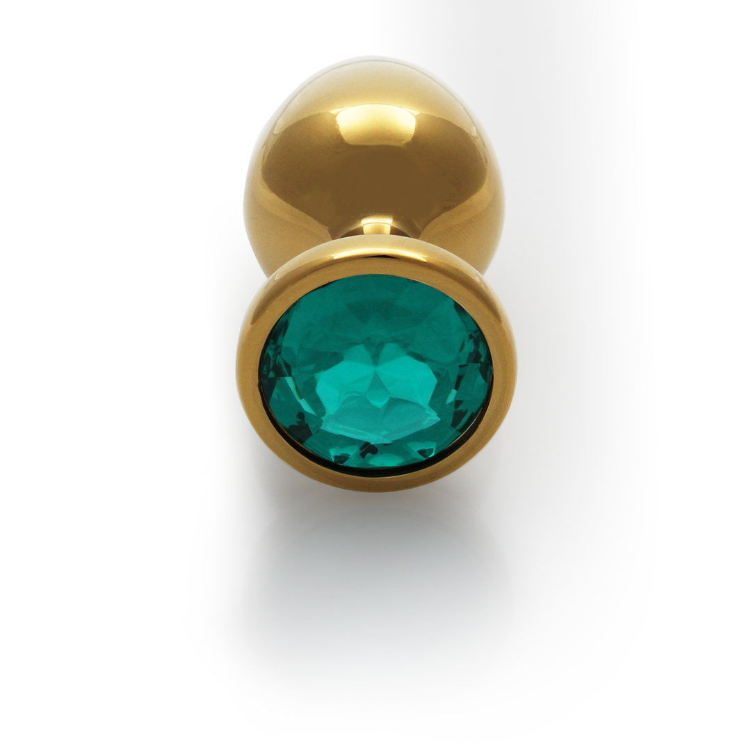Ouch! by shots Ronde Gem Buttplug - Groot - Goud/Emerald Groen (8714273492852)