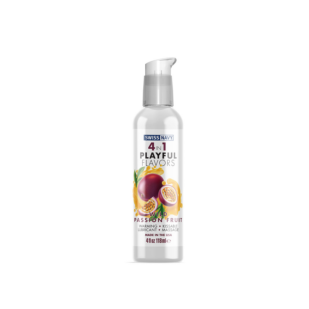 Swiss navy 4 in 1 Playful Flavors - Lubricant with Wild Passion Fruit Flavor - 4 fl oz / 118 ml (699439005573)