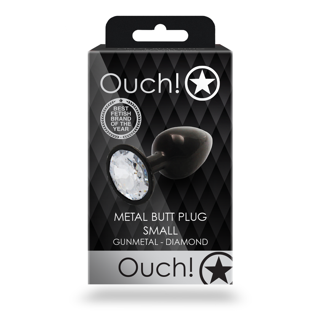 Ouch! by shots Ronde Gem Butt Plug - Klein - Gunmetal/Diamant (8714273493132)