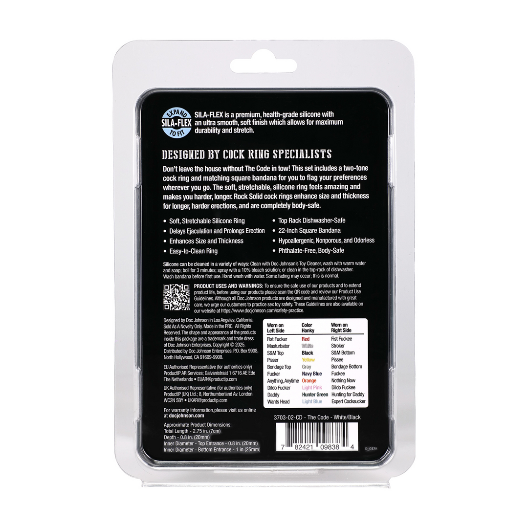 Doc johnson The Code - Siliconen Cockring met Bandana - Wit (782421098384)