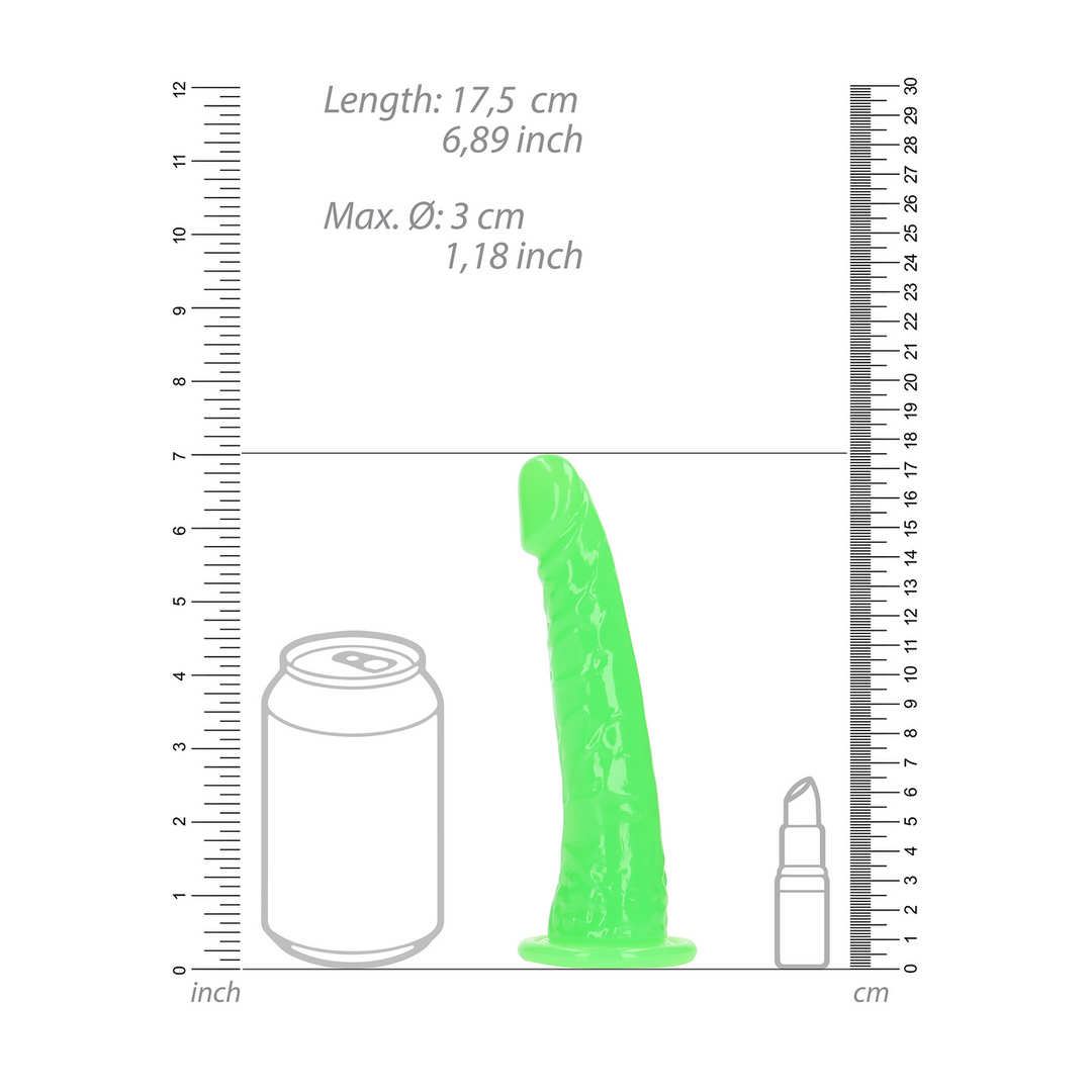 Realrock by shots Slanke Realistische Dildo met Zuignap - Glow in the Dark - 6'' / 15,5 cm (8714273493590)