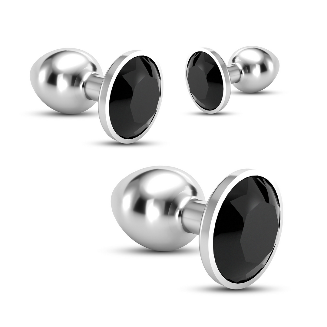 Crushious Bijou - Anal Train Trio - 3 Jewel Plugs - Zwart (7403254150829)