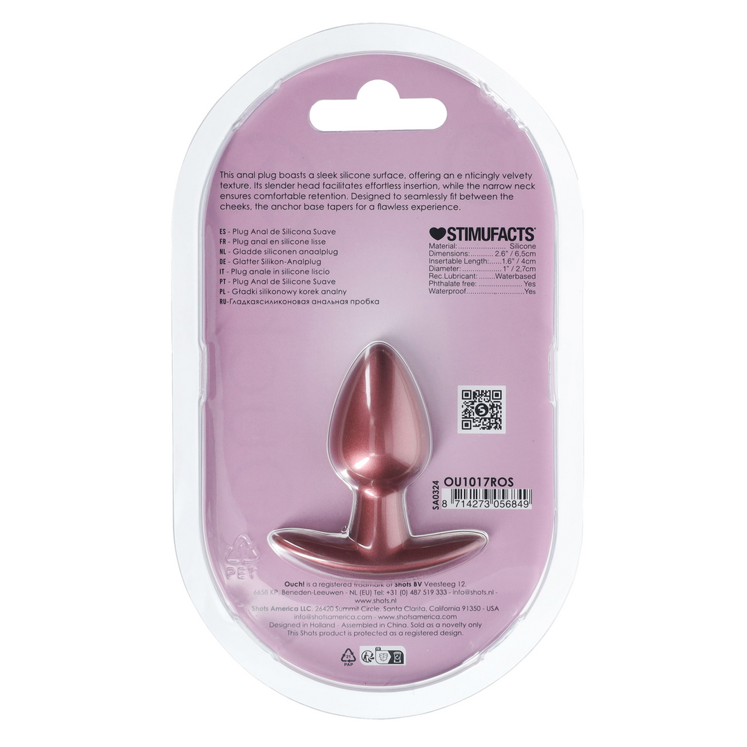 Ouch! by shots Zachte Silicone Anale Plug - Klein - 2,6 / 6,5 cm - Roségoud (8714273056849)