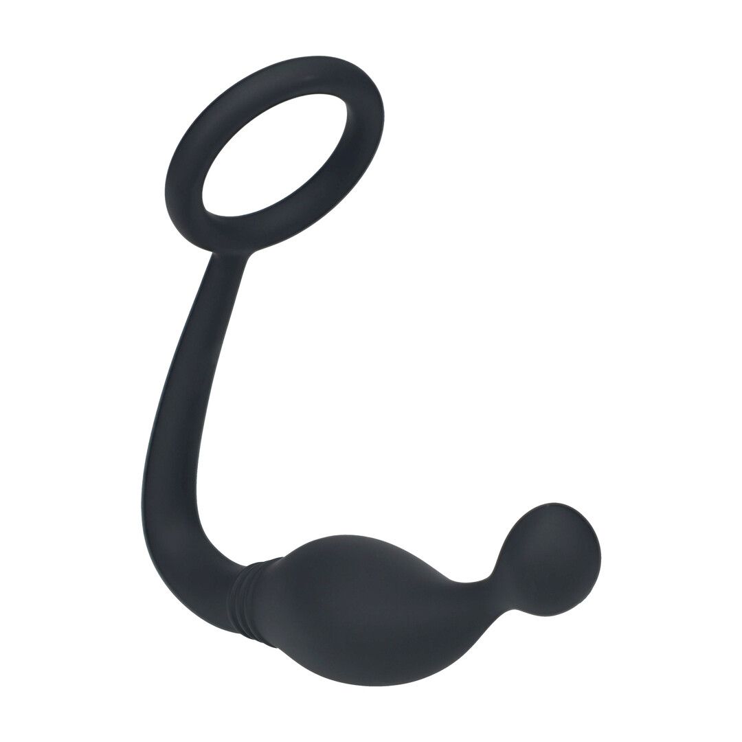 Levelz by shots Siliconen Cockring met Prostaatstimulator - M - Zwart (8714273064462)