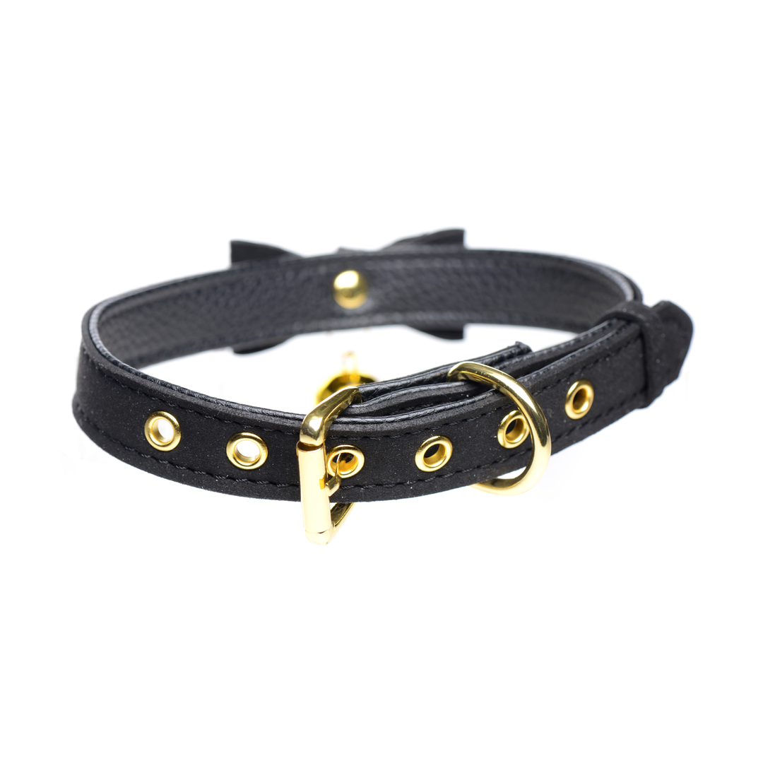 Xr brands Gouden Kitty - Kat Belhalsband - Zwart/Goud (848518037572)