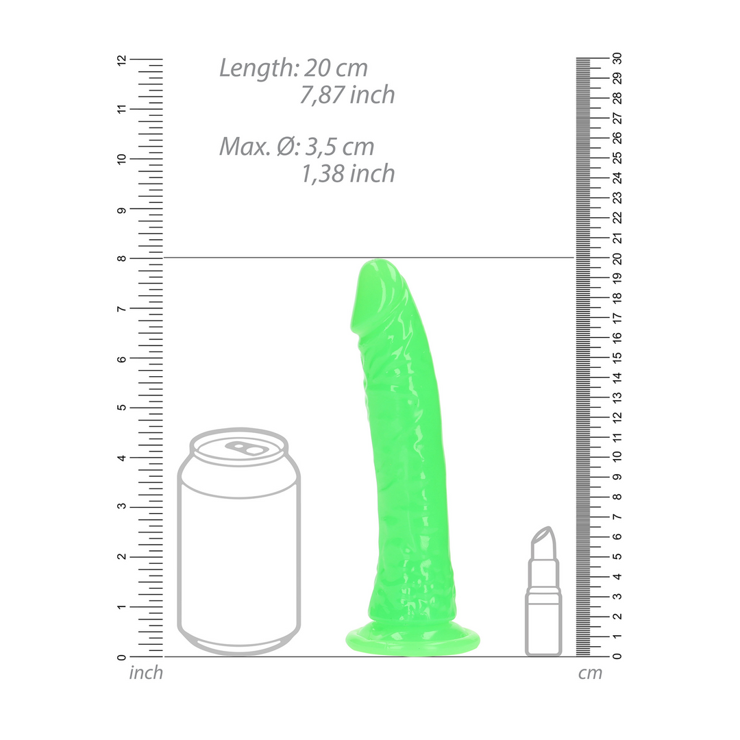 Realrock by shots Slank Realistisch Dildo met Zuignap - Glow in the Dark - 7'' / 18 cm (8714273493873)