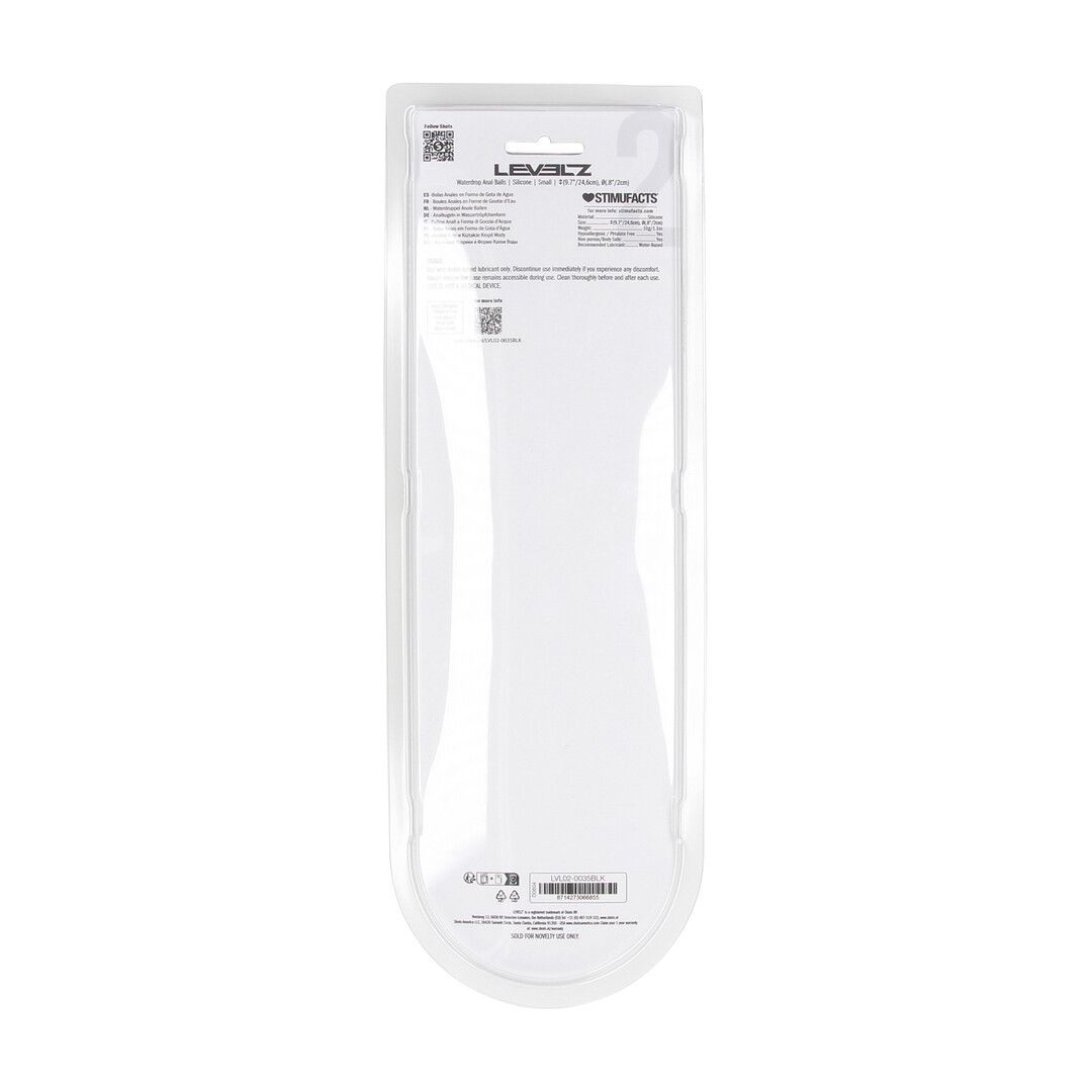 Levelz by shots Waterdrop Siliconen Anale Ballen - S - 20mm - Zwart (8714273066855)