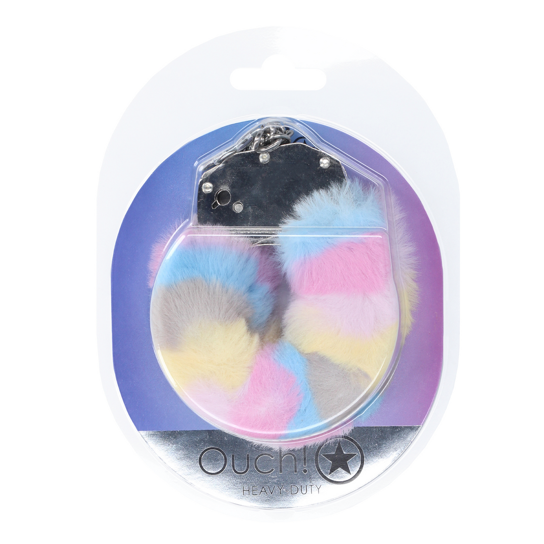 Ouch! by shots Zware Fluffy Handboeien - Multicolor 2 (8714273043023)