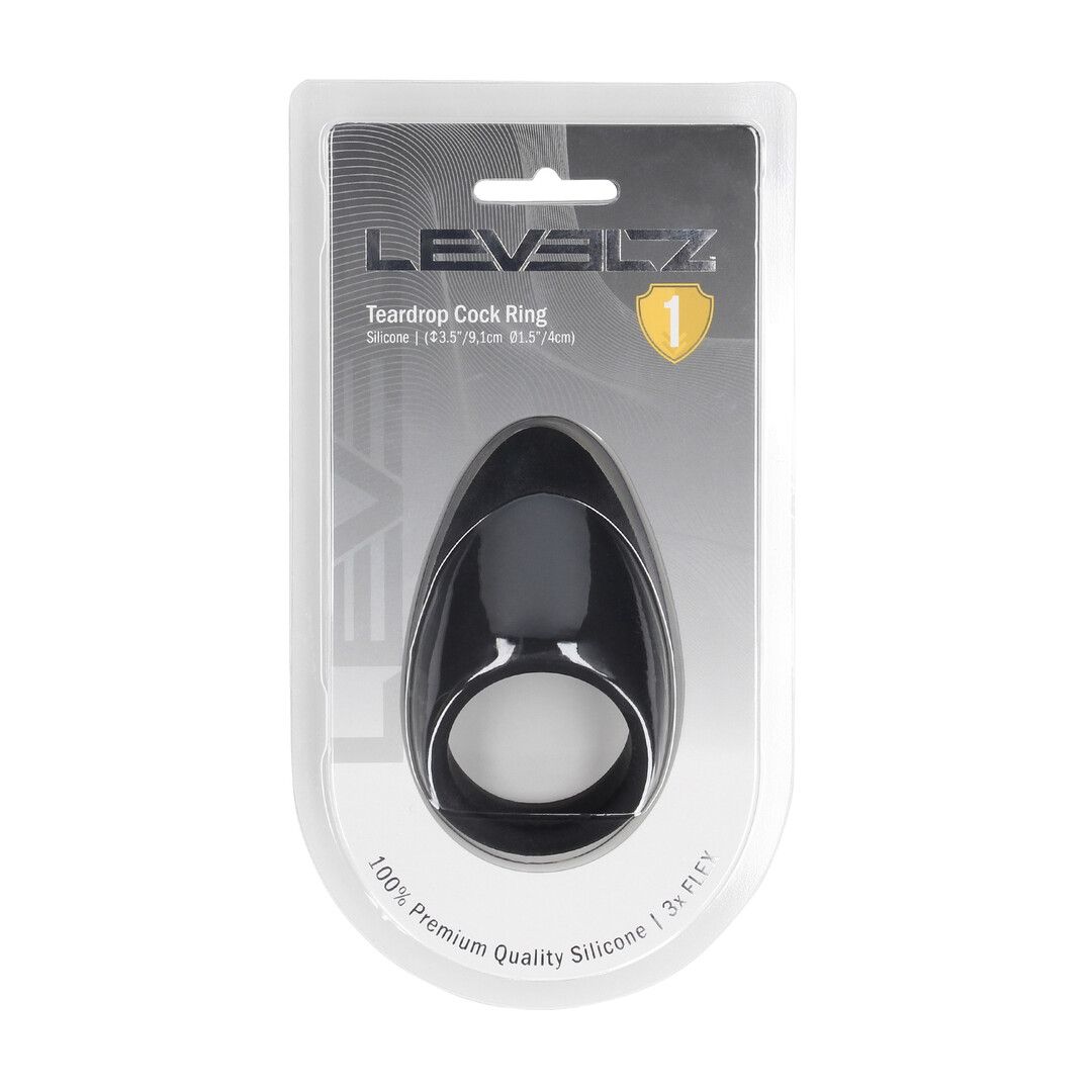 Levelz by shots Druppelvormige Siliconen Cockring - Zwart (8714273063601)