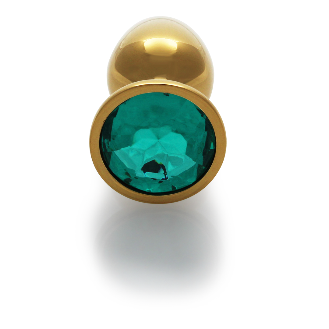 Ouch! by shots Ronde Edelsteen Butt Plug - Klein - Goud/Emerald Groen (8714273533685)