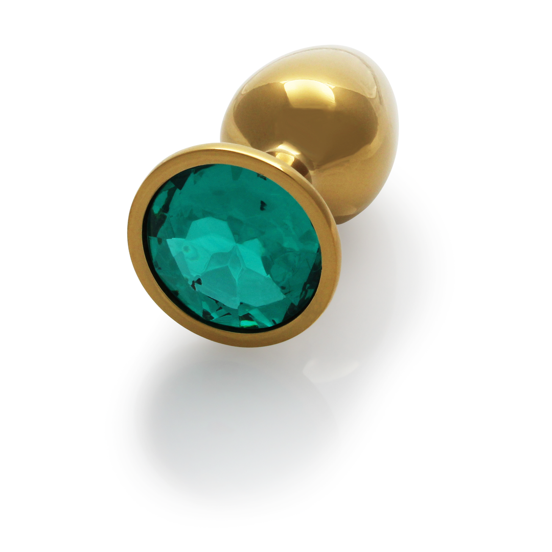 Ouch! by shots Ronde Edelsteen Butt Plug - Klein - Goud/Emerald Groen (8714273533685)