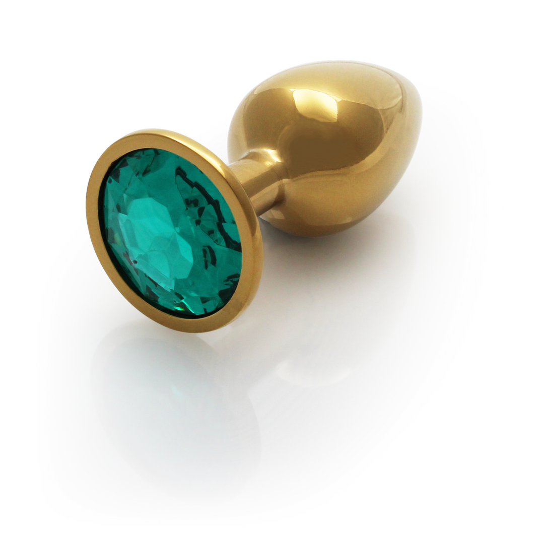 Ouch! by shots Ronde Edelsteen Butt Plug - Klein - Goud/Emerald Groen (8714273533685)