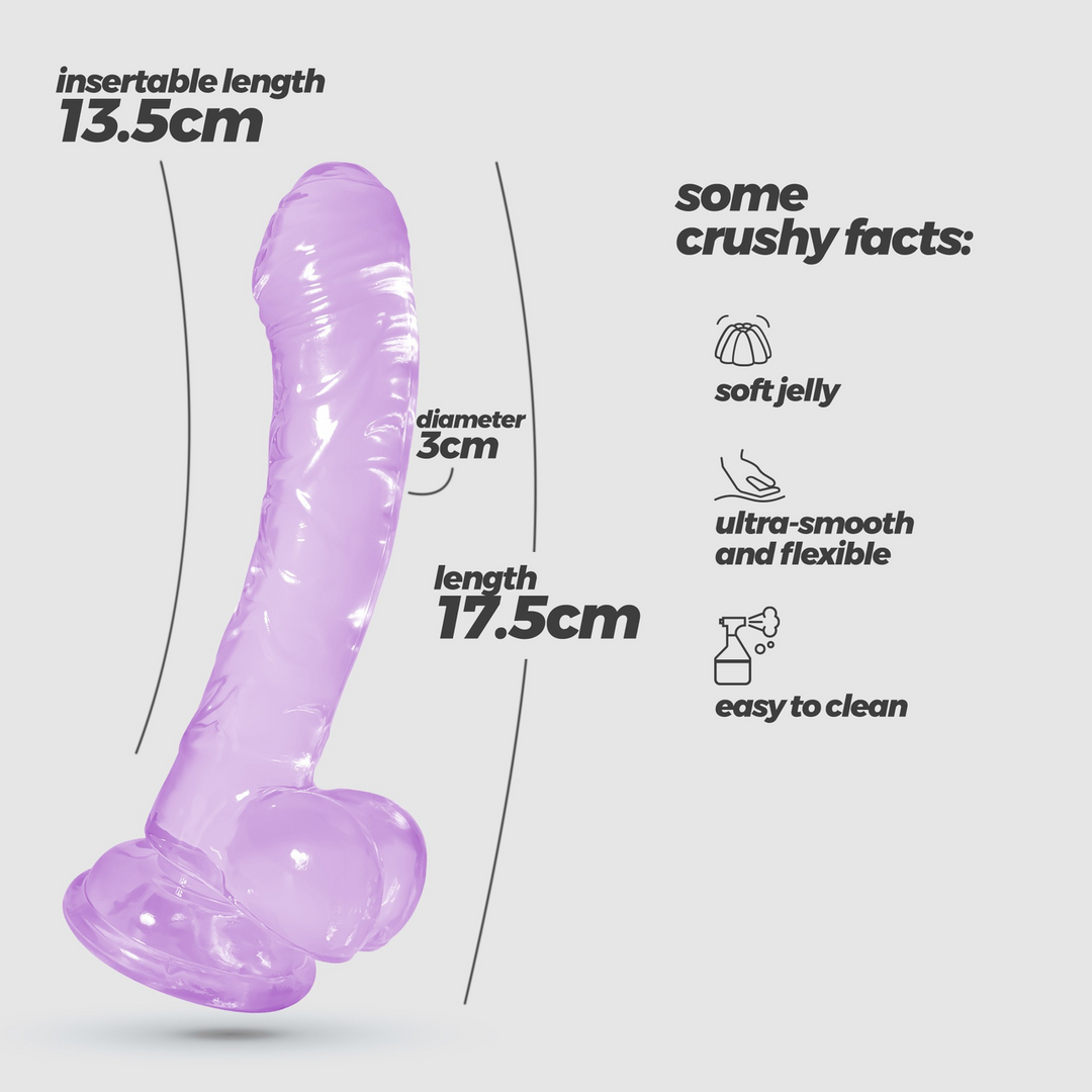 Crushious Hudini - Jelly Flexibele Anale Dildo - 6,9/ 17,5 cm - Paars (7403254158818)