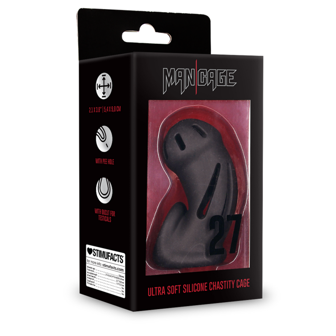 Mancage by shots Model 27 - Ultra Soft Silicone Chastity Cage - Zwart (8714273051318)