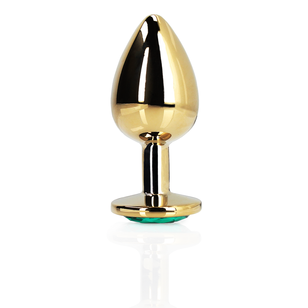 Ouch! by shots Ronde Gem Buttplug - Medium - Goud/Emerald Groen (8714273533692)