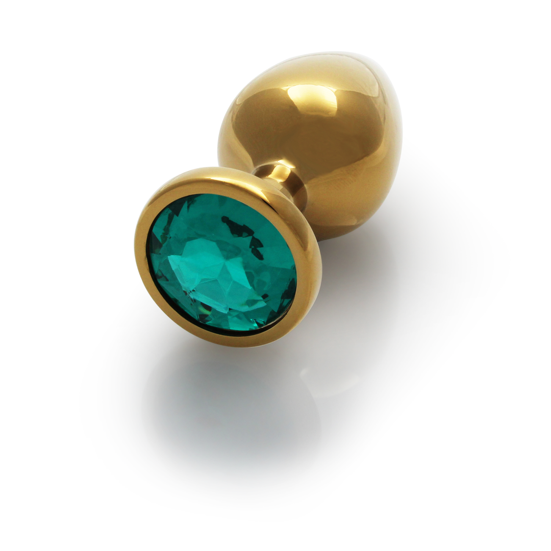 Ouch! by shots Ronde Gem Buttplug - Medium - Goud/Emerald Groen (8714273533692)