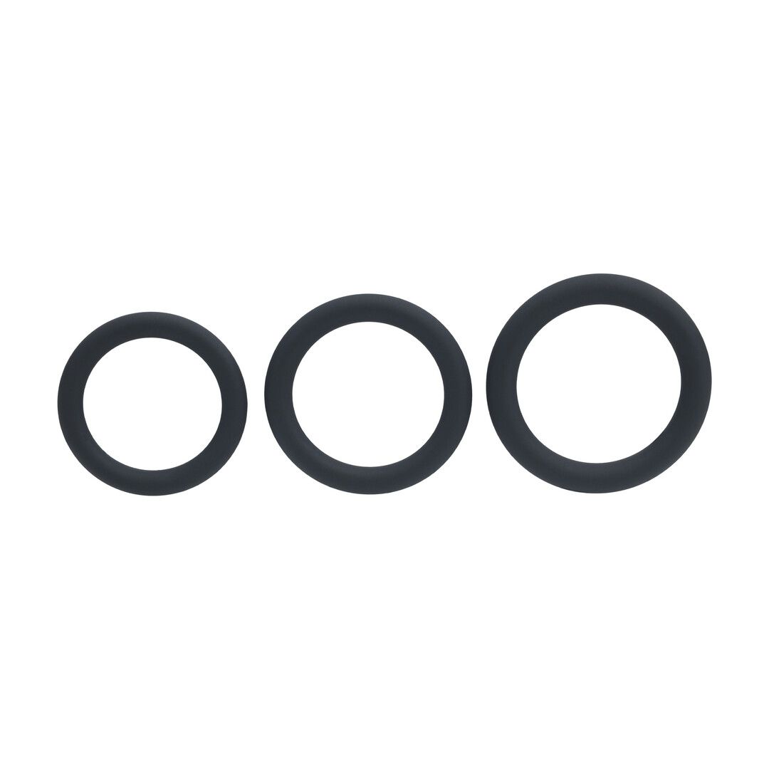 Levelz by shots Classic Silicone Cockring Set van 3 - L/XL/XXL - Zwart (8714273061911)