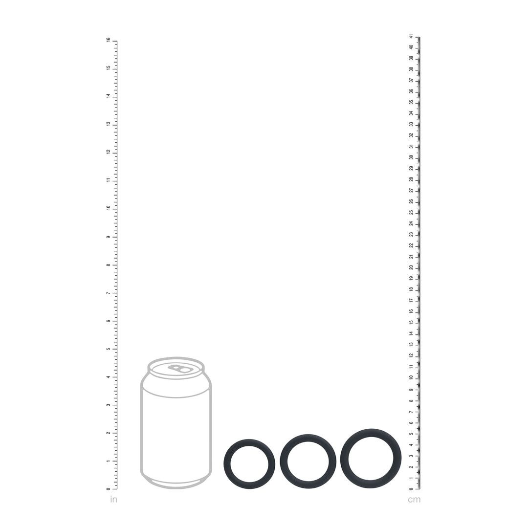 Levelz by shots Classic Silicone Cockring Set van 3 - L/XL/XXL - Zwart (8714273061911)