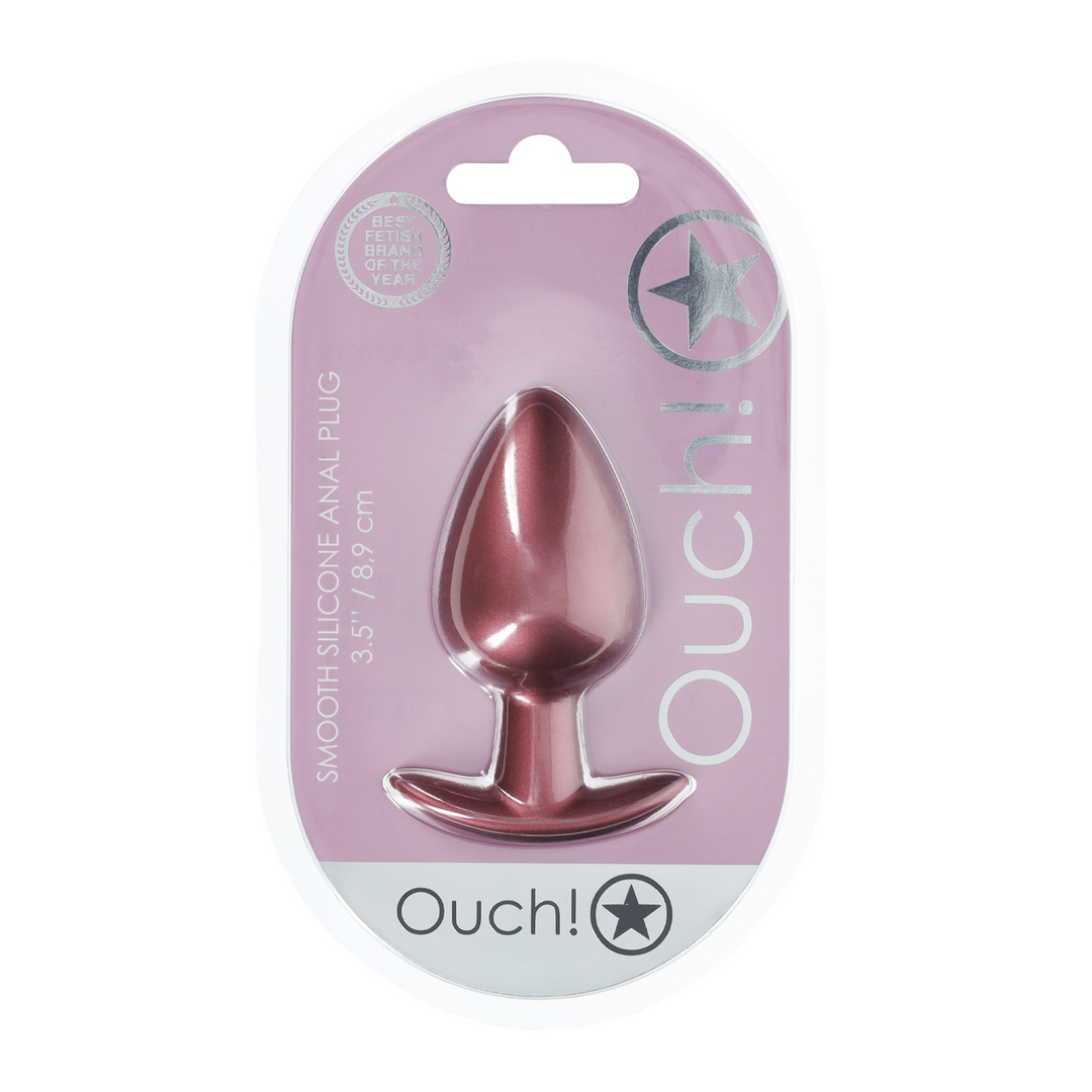 Ouch! by shots Gladde Siliconen Anale Plug - Groot - 3,5 / 8,9 cm - Roségoud (8714273056924)
